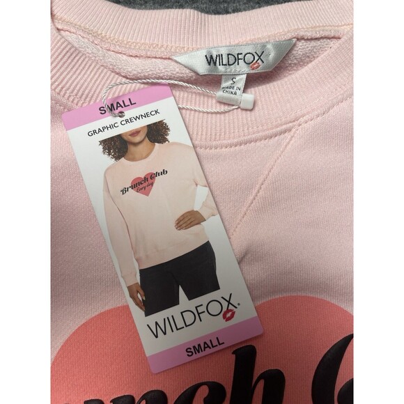 Wildfox Brunch Club Everyday Pink Graphic Crewneck Sweatshirt Size Small NWT - Picture 8 of 15